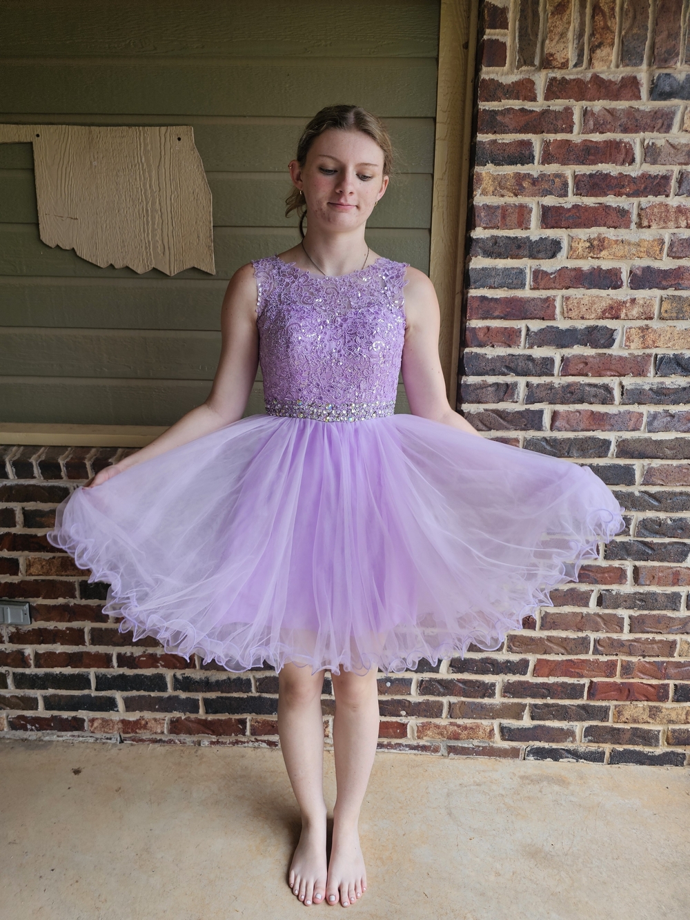 Lilac Sequin Tulle Party Dress